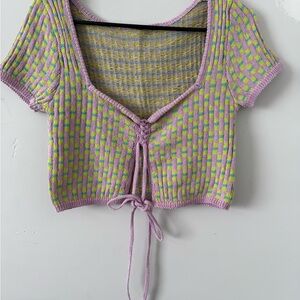 Chic Lavender and Lime Knit Crop Top